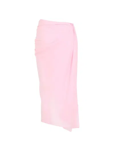 Jacquemus High Waist Draped Asymmetric Ruched Skirt In Pink