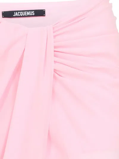 Jacquemus High Waist Draped Asymmetric Ruched Skirt In Pink