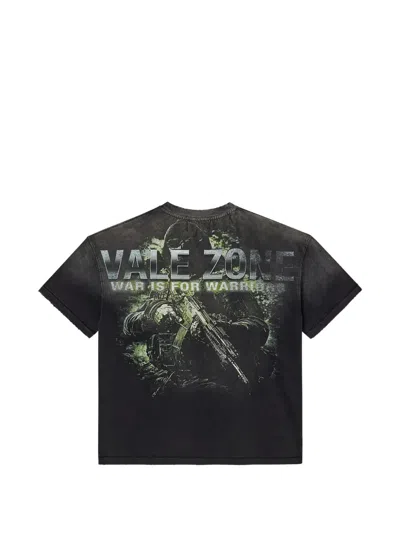 Vale Distressed Graphic-print T-shirt In Black