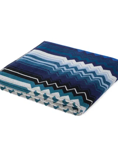 Missoni Giacomo Zig-zag Bath Towel In Blue