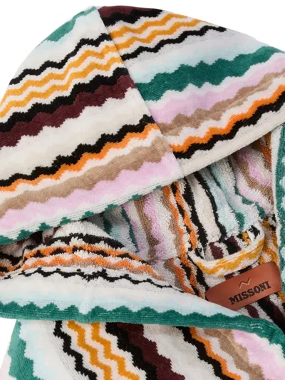 Missoni Aura Chevron-pattern Hooded Bathrobe In Multi