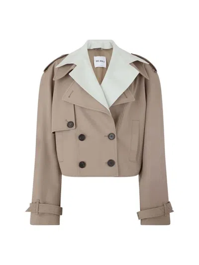 Attico Short Trench Jacket In Brown
