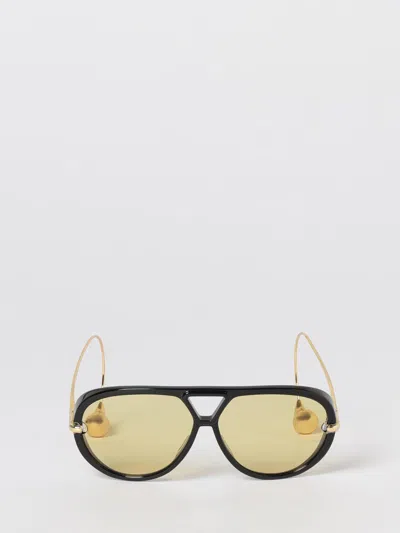 Bottega Veneta 'aviator' Black And Yellow Sunglasses With Metal Temples With Drop Detail In Recycled In Yellow