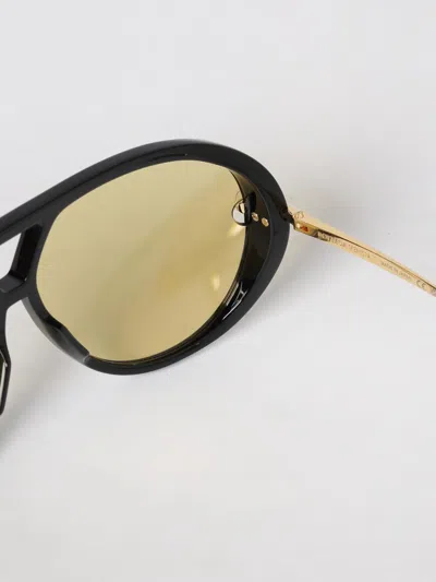 Bottega Veneta 'aviator' Black And Yellow Sunglasses With Metal Temples With Drop Detail In Recycled In Yellow