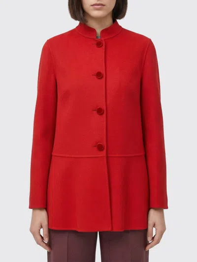 Valentino Single-breasted Compact Drap Coat In Red