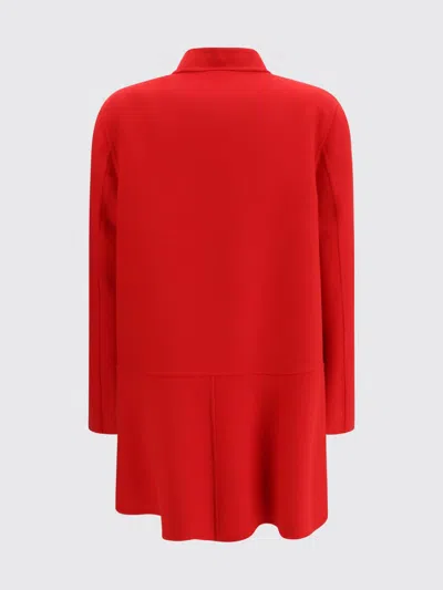 Valentino Single-breasted Compact Drap Coat In Red
