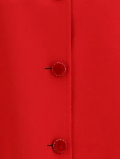 Valentino Single-breasted Compact Drap Coat In Red