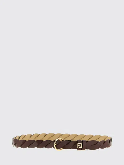 Fendi Multicolor Ff Braided Adjustable Belt In Brown