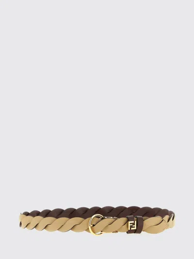 Fendi Multicolor Ff Braided Adjustable Belt In Brown