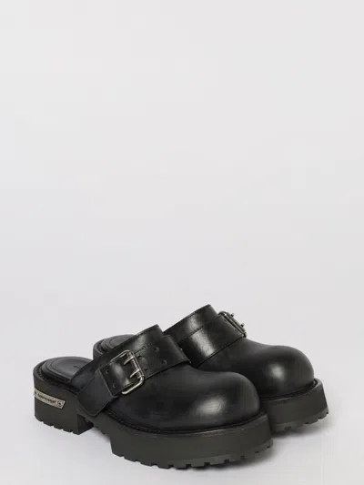 Balenciaga Venom Round Toe Leather Chunky Mules In Black