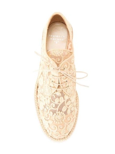 Shop Laurence Dacade Embroidered Lace-up Pumps In Neutrals
