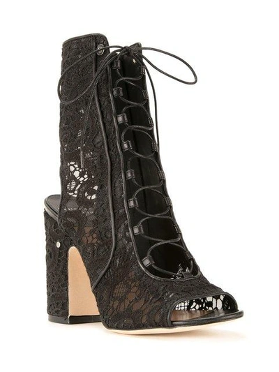 Shop Laurence Dacade Floral Lace Boots In Black