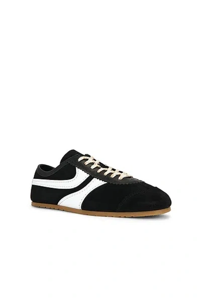 Dries Van Noten White Leather Striped Suede Sneakers In Black