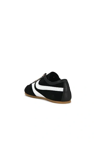 Dries Van Noten White Leather Striped Suede Sneakers In Black