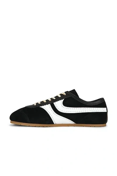 Dries Van Noten White Leather Striped Suede Sneakers In Black
