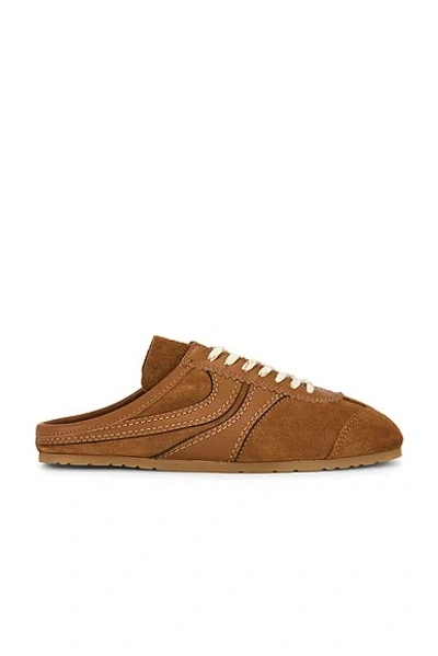 Dries Van Noten Suede Mules Rubber Sole Stitch Detailing In Brown