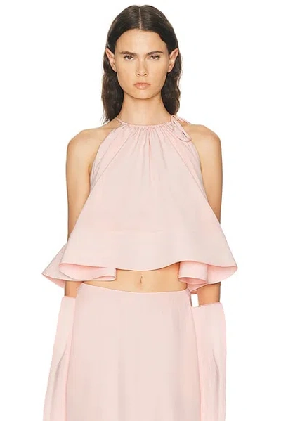 Stella Mccartney Womens Ballet Pink Halter-neck Frilled Silk Top