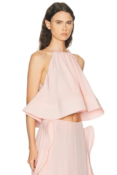 Stella Mccartney Womens Ballet Pink Halter-neck Frilled Silk Top