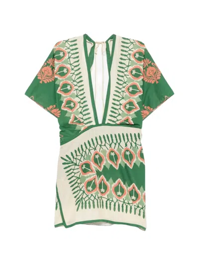 Johanna Ortiz Inundada De Color Printed Cotton-voile Mini Dress In Animal Print