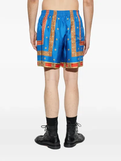 Versace Pattern-printed Twill Shorts In Blue