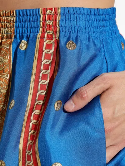 Versace Pattern-printed Twill Shorts In Blue