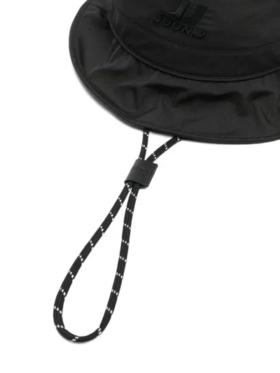 Juunj Ripstop Drawstring Bucket Hat In Black