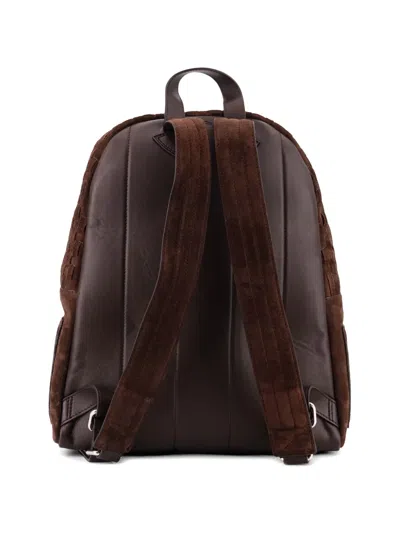Orciani Suede Backpack Featuring Woven Texture Design In Brown