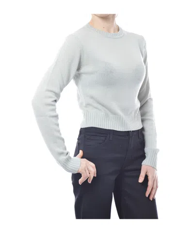 Jil Sander Round-collar Long-sleeve Wool Pullover In White