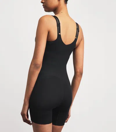 Spanx Sculpt Gofigure Open-bust Mid-thigh Bodysuit In Black