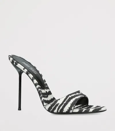 Paris Texas Lidia Zebra-print Canvas Mules In White