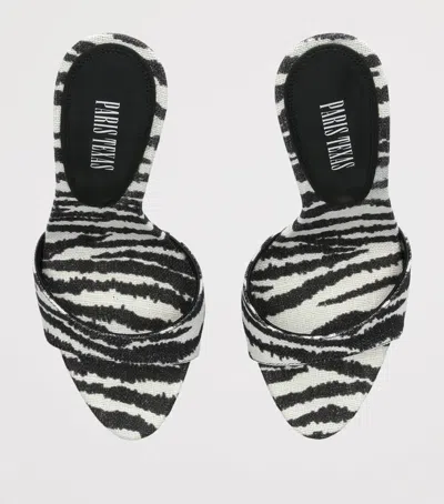 Paris Texas Lidia Zebra-print Canvas Mules In White