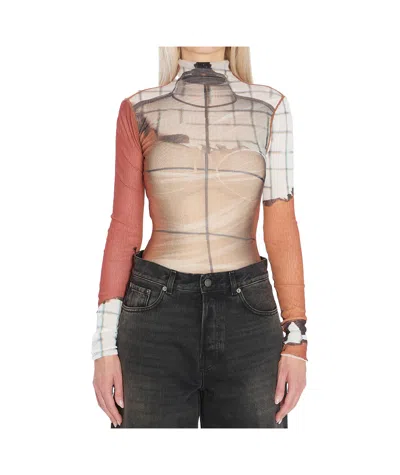Jean Paul Gaultier Printed Bodysuit In Black