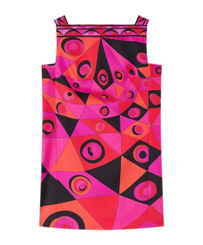 Pucci Fuchsia And Black Occhi-print Silk Twill Mini Dress In Multi