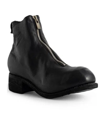 Guidi Distressed-effect Mid-heel Boots In Black