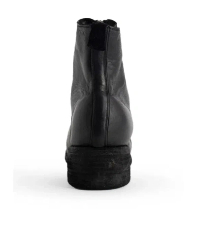 Guidi Distressed-effect Mid-heel Boots In Black