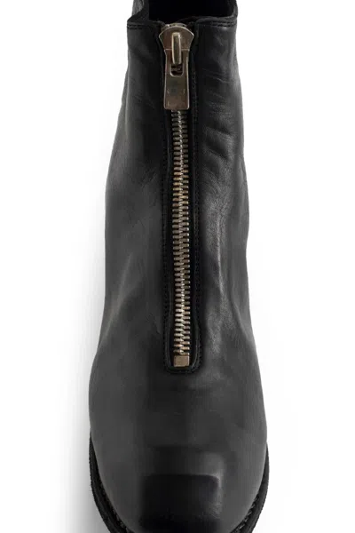Guidi Distressed-effect Mid-heel Boots In Black