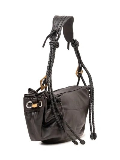 Isabel Marant Medium Woven Handle Shoulder Bag In Gray
