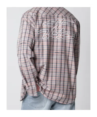Off-white Pink Flannel Regular Shirt In Gray