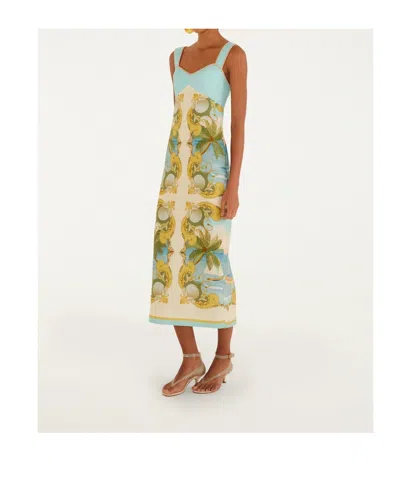 Farm Rio Sleeveless Maxi Dress In Royal Sea Multi In Blue