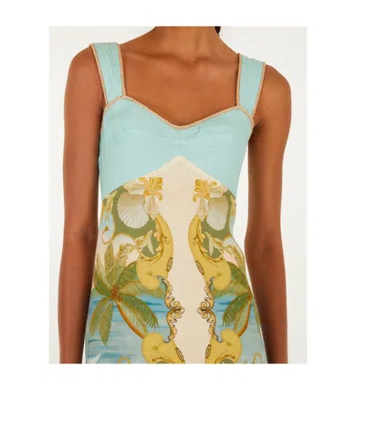 Farm Rio Sleeveless Maxi Dress In Royal Sea Multi In Blue