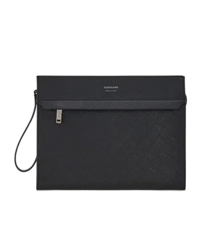 Ferragamo Monogram Pouch In Black