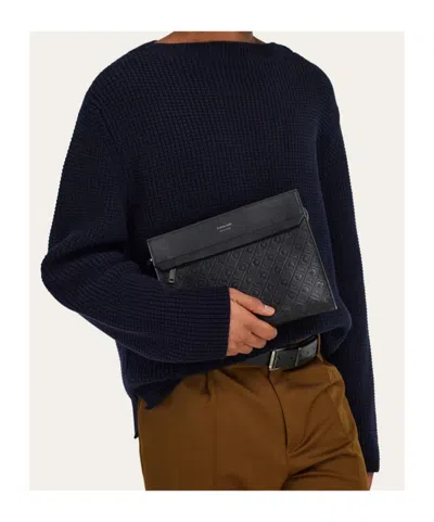 Ferragamo Monogram Pouch In Black