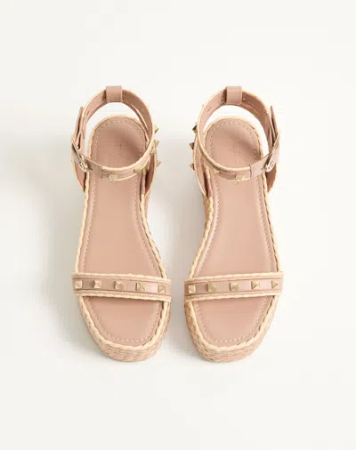 Valentino Garavani Rockstud Flatform Sandal In Calfskin 45mm Woman Rose Cannelle 39 In Brown