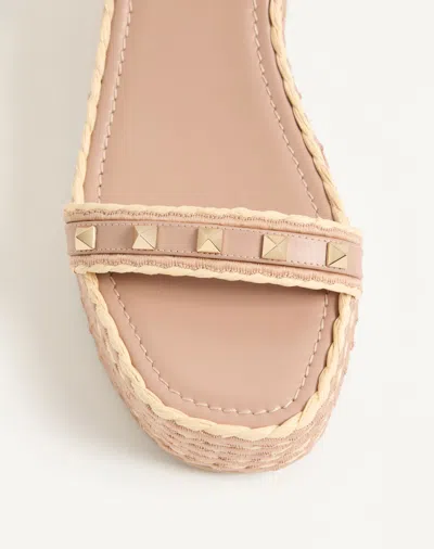 Valentino Garavani Rockstud Flatform Sandal In Calfskin 45mm Woman Rose Cannelle 39 In Brown