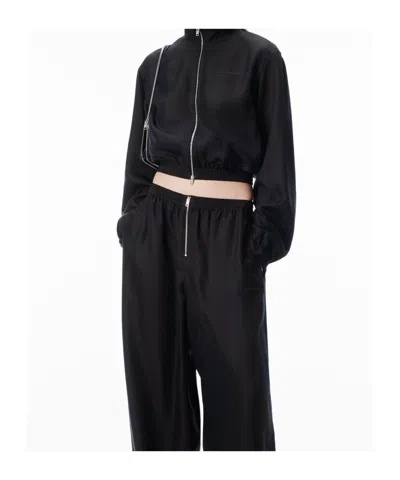 Alexander Wang Zip-up Elasticated-hem Jacket In Black