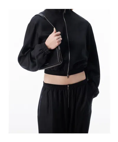 Alexander Wang Zip-up Elasticated-hem Jacket In Black
