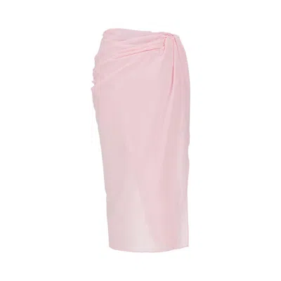 Jacquemus High Waist Draped Asymmetric Ruched Skirt In Pink