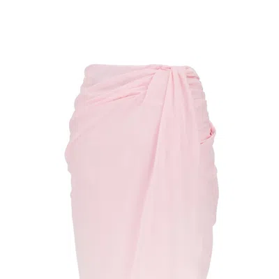 Jacquemus High Waist Draped Asymmetric Ruched Skirt In Pink