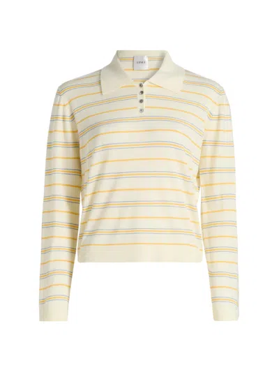 Leset James Stripe Polo In Neutral