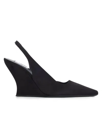 Alaïa Wave Mules Suede Wedge Heel Pointed Toe In Black